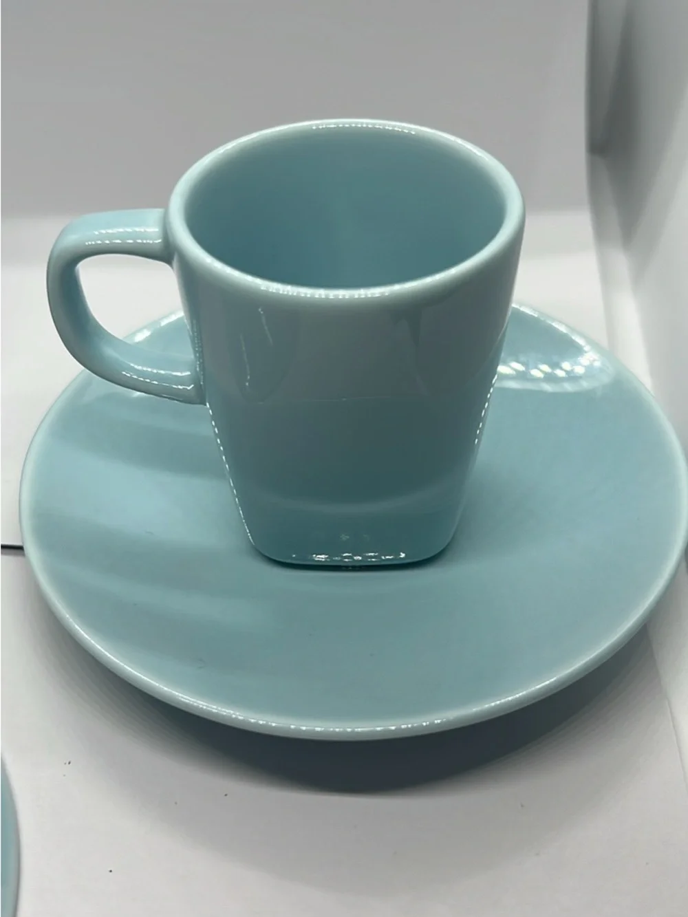 IKEA 365+ Susan Pryke Turquoise Espresso Cups & Saucers Set of 2 Discontinued